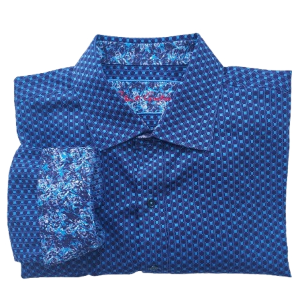 Robert Grahm Men's Long Sleeve Button Up Shirt Blue Size XL